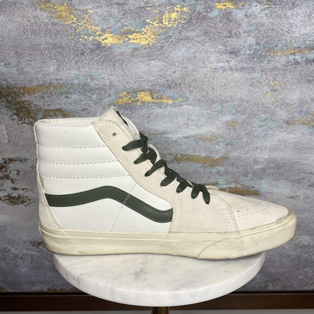 Vans Sk8-Hi Shoes Mens Size 8.5 White Green High Top Skate Sneakers Leather - Picture 5 of 11